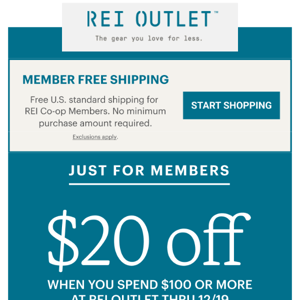 Members Get $20 Off Purchases of $100 or More