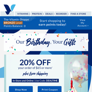 The Vitamin Shoppe—It's a coupon party: 20% off 🎉