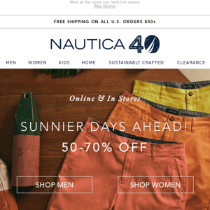 Sunnier days ahead! 🌞 Shop 50-70% off