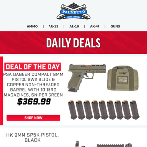 Dagger Deal! | PSA Dagger Compact 9mm Sniper Green Pistol w/Copper Barrel & 10 Magazines $369.99