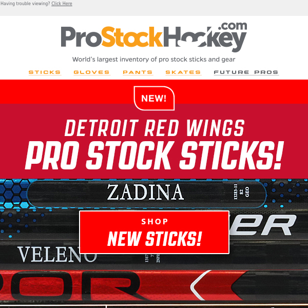 Shop Newest Detroit Red Wings Pro Stock Sticks! - Pro Stock Hockey