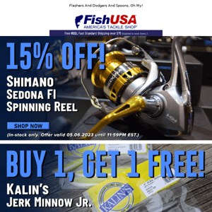 Buy 1, Get 1 FREE Kalin's Jerk Minnow Jr. Today Only!