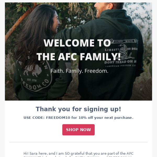 🇺🇸You're in! Thank you for joining the AFC Fam!