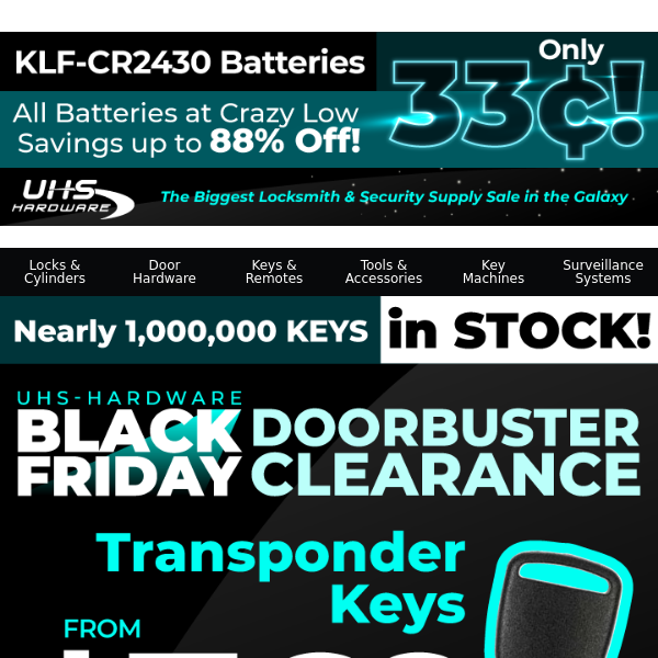 ♠️ Black Friday $1.68 Transponder Keys & More!