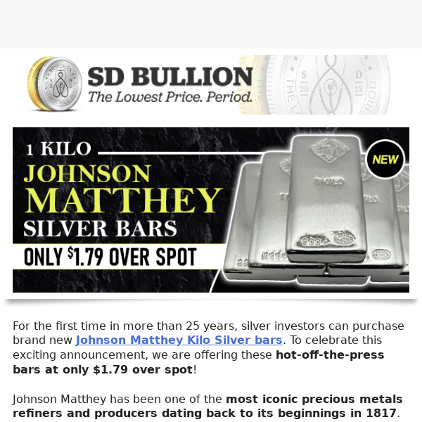 📣 Johnson Matthey Kilo Silver Bars Back After 25 Years!