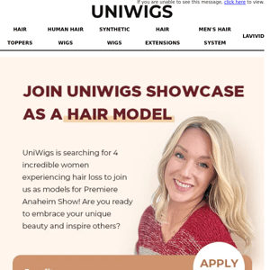 Join UniWigs Showcase as a Hair Model - Apply Now!