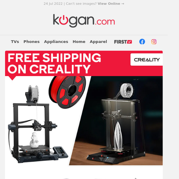 Free Shipping on New Creality 3D Printers & Accessories! Hurry, Free Shipping Ends Monday Midnight!