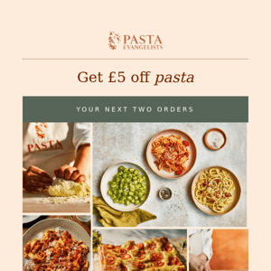 Pasta Evangelists, get £5 off your first 2 orders🍝