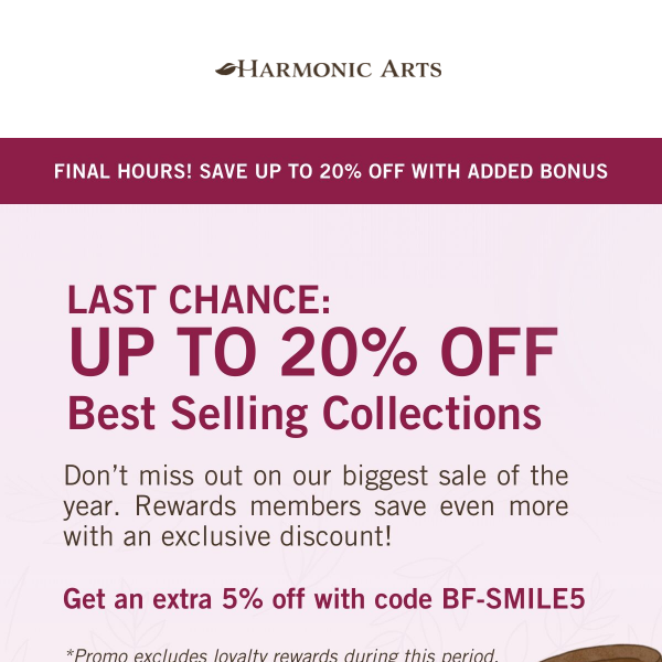 Last chance to save up to 20% off