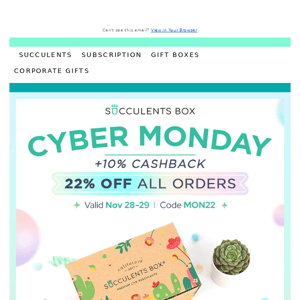 It's Cyber Monday! Get 22% off your purchase today.