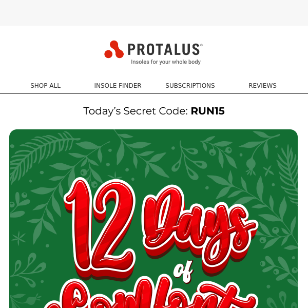 12 Days of Comfort: Season's Savings – 15% Off T-100 Insoles Today!