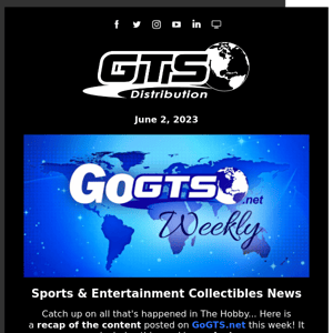 Sports & Entertainment Collectible News - A complete recap of the week's hobby headlines 🏈🏀⚾⚽🏒