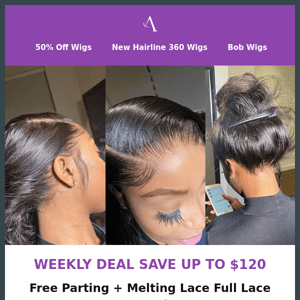 Save up to $120💥 Free Parting + Melting Lace Full Lace Wigs Weekly Deal😍