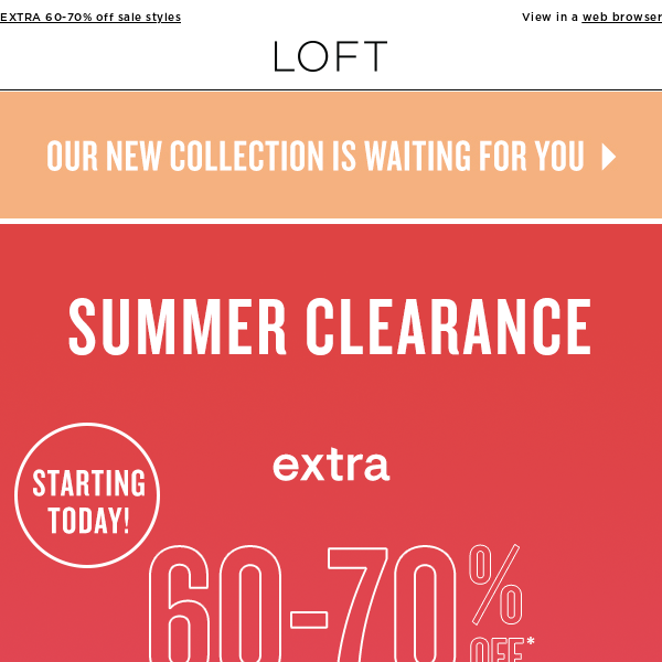 Summer Clearance STARTS TODAY!