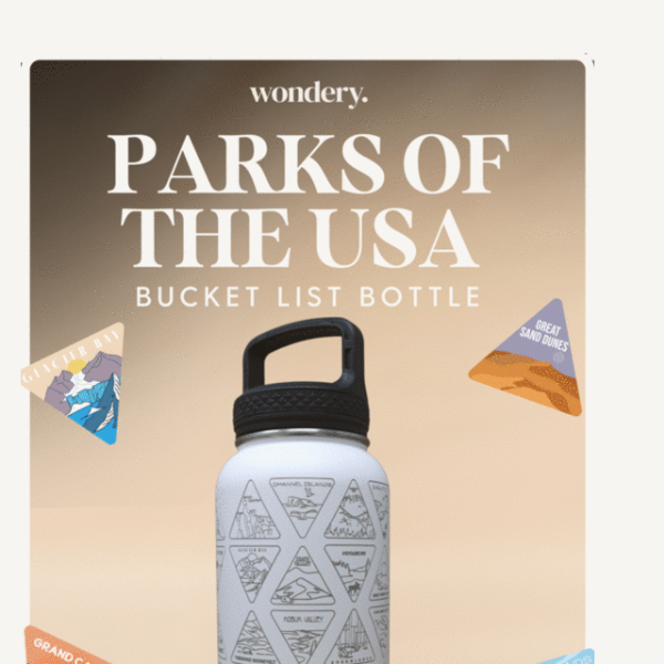 Wondery Fifty States Bucket List Water Bottle