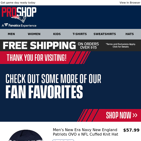 Thanks For Visiting The Official Patriots Shop
