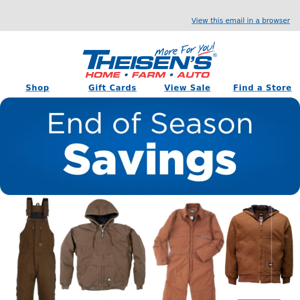 Shop End of Season Savings!