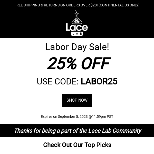 🔧👟 Labor Day Sale! SAVE 25% SITEWIDE!