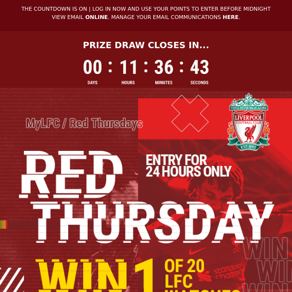 Red Thursday is here! Win 1 of 20 LFC Smart Watches