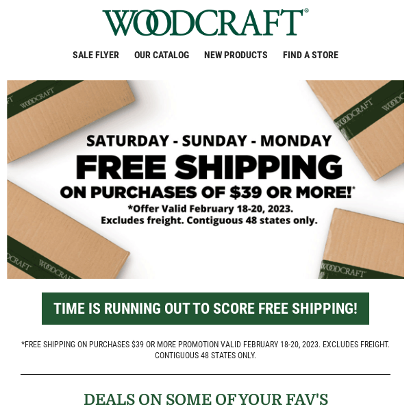 Free Shipping Weekend Continues at Woodcraft