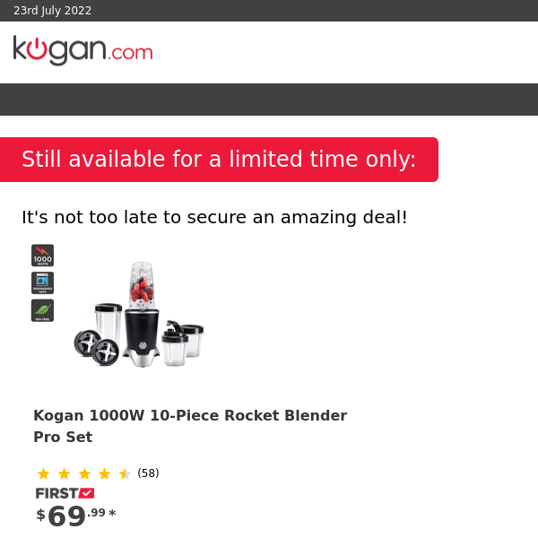 Kogan 1000W 10-Piece Rocket Blender Pro Set