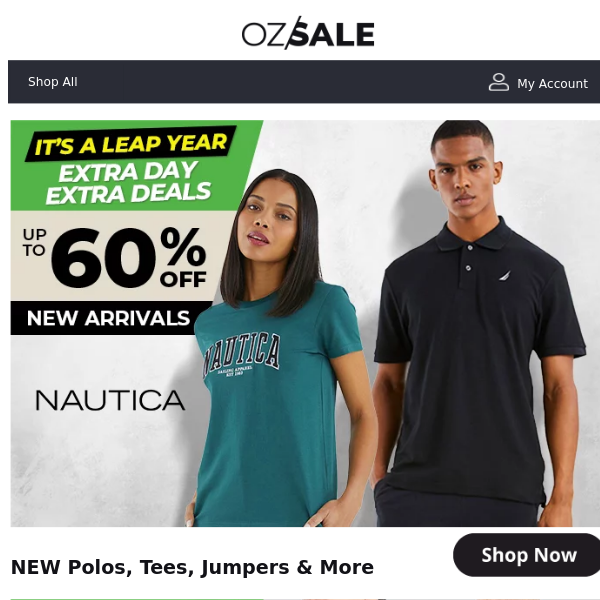 NEW Nautica Apparel Up To 60% Off