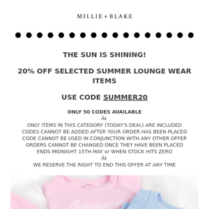 Get 20% OFF Selected Summer Lounge Wear