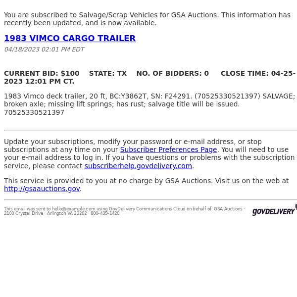 GSA Auctions Salvage/Scrap Vehicles Update