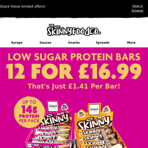 12 Low Sugar Protein Bars £16.99!