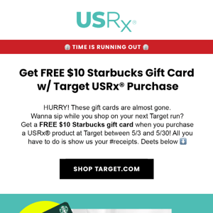 ☕️ HURRY! FREE $10 Starbucks w/ Target USRx purchase