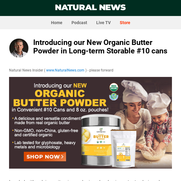 Introducing our New Organic Butter Powder in Long-term Storable #10 cans