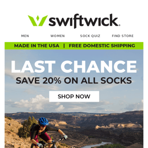 20% off all socks