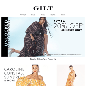 Extra 20% Off Unlocked for 48 Hours | New Caroline Constas to Sundress