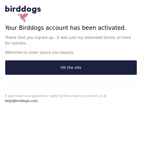 Birddogs Account Activation