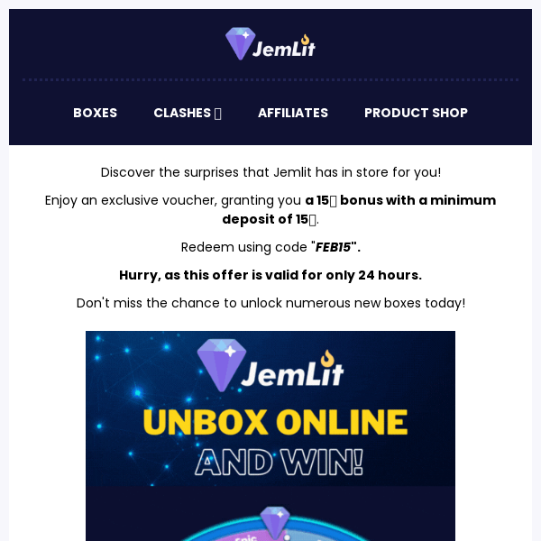 Limited Deal: Deposit 15💎 and Get 15💎 Free at Jemlit!