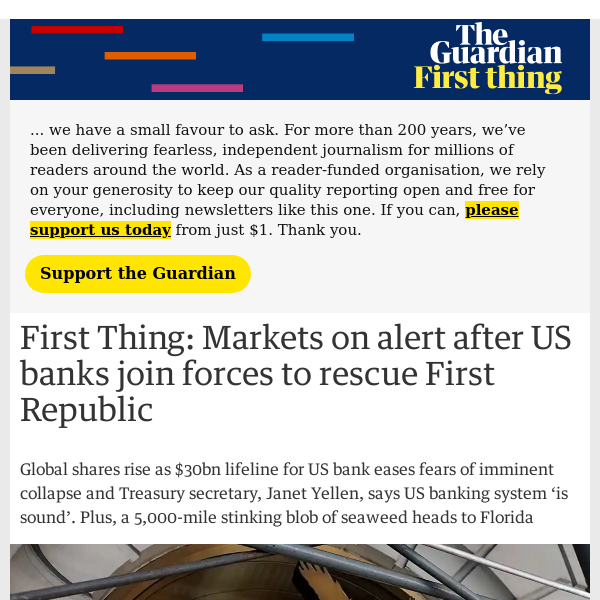 Markets on alert after US banks join forces to rescue First Republic | First Thing