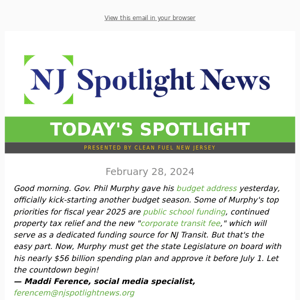 Today's Spotlight: Murphy's $56 billion record | More affordable NJ?