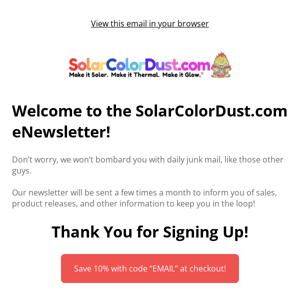 Welcome to the SolarColorDust.com eNewsletter!