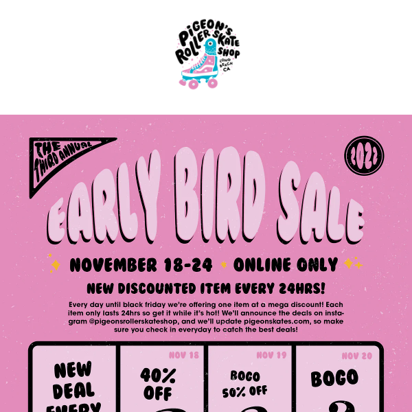 Early Bird Sale Starts Tomorrow!