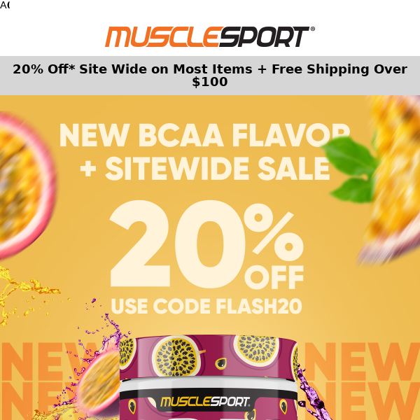 [20% OFF] NEW Passion Fruit Punch BCAAs + Site Wide Sale