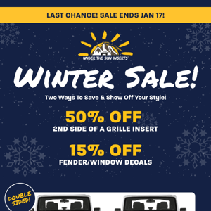 ❄️ HURRY, WINTER SALE ENDS TOMORROW – Two Ways To SAVE BIG On Inserts & Decals To Personalize Your Ride!