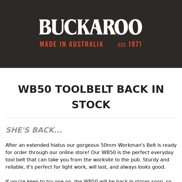 WB50 RESTOCK!