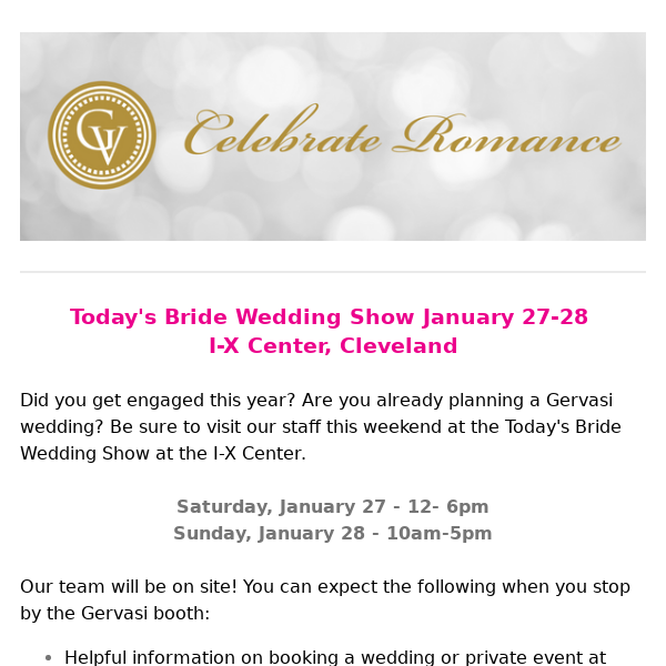 Visit us at the Today's Bride Wedding Show