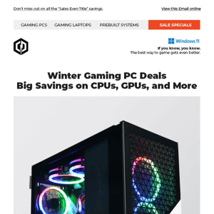 ✔ Winter Gaming PC Deals - Big Savings on CPUs, GPUs, and More