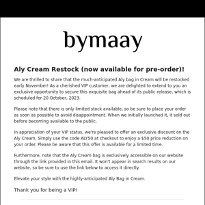 Aly Cream Restock Alert!🚨