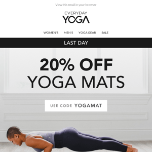 Last Call for 20% off Yoga Mats
