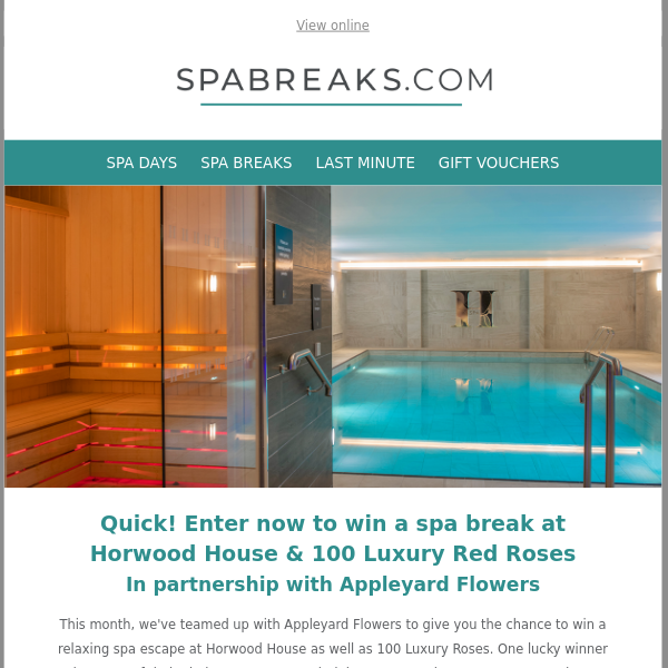 Competition closing! Win a spa break & 100 red roses! 🌹