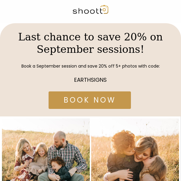 LAST CHANCE to save on a September mini session!