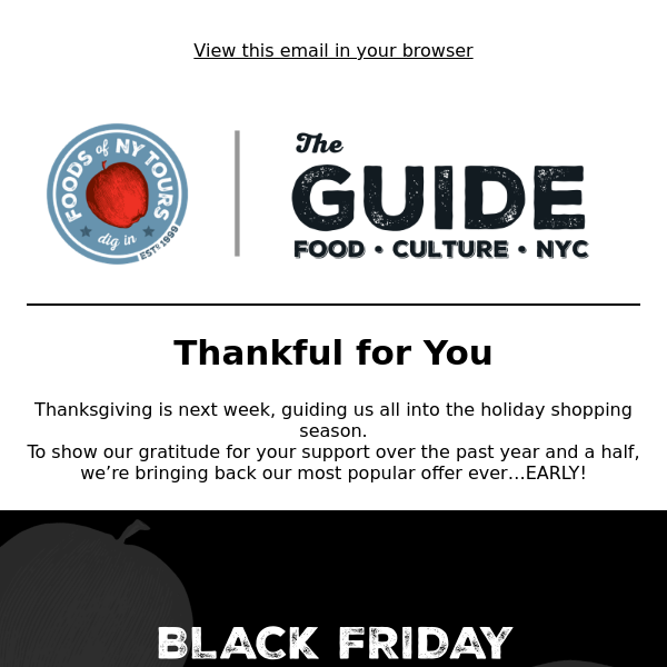 Thankful for you Foods Of NY Tours