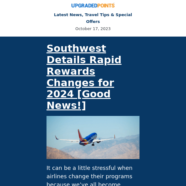 Southwest changes, Disney's new attraction, 25% transfer bonuses, and more...